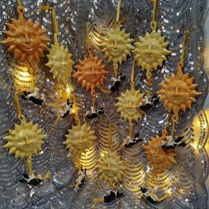 10 pc Lot Kim Hines Handmade Ceramic Boston Terrier French Bulldog Sun Ornaments